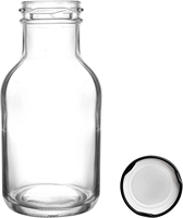 Bouteilles de sauce piquante de 8 oz avec bouchons à vis anti-fuite, bouteilles en verre à large ouverture avec couvercles pour le lait, les boissons, l'huile, les vinaigrettes