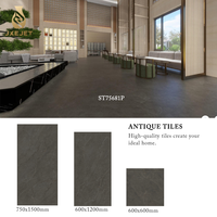 Dalles de carrelage en porcelaine aspect travertin rustique 750x1500, finition mate, grand format pour hôtel, restaurant, hall et couloir