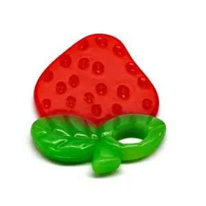 Libre de BPA de fresa suave masticables mordedor bebé juguetes para la dentición de silicona bebé molar juguete