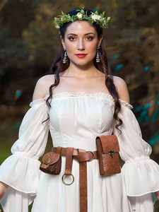 Ensemble de pochettes de ceinture en similicuir style elfe médiéval, sac banane vintage, couronne de fleurs, pour <span class=keywords><strong>femme</strong></span>, idéal pour LARP, cosplay, costume d'<span class=keywords><strong>Halloween</strong></span> - Product Image 3