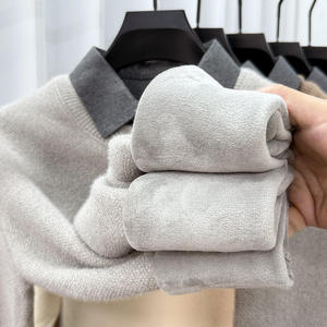 Maglione Invernale Stile Coreano alla Moda <span class=keywords><strong>con</strong></span> Collo a Camicia Finto Morbido al Tatto <span class=keywords><strong>Felpa</strong></span> da Uomo <span class=keywords><strong>con</strong></span> Fodera in <span class=keywords><strong>Pile</strong></span> - Product Image 5