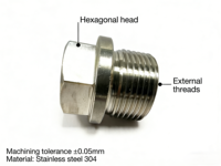 Bouchons hexagonaux externes SUS304 M17 pour raccords de plomberie, bouchon d'extrémité de tuyau pour climatiseur central, blocage de pipeline CVC, OEM MeiMing PEH3