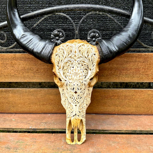 Sculpture de tête d'animal en corne de buffle sculptée à la main Natura Horn, décoration murale en corne de bœuf, décoration intérieure unique pour la maison, décoration de chambre moderne - Product Image 1