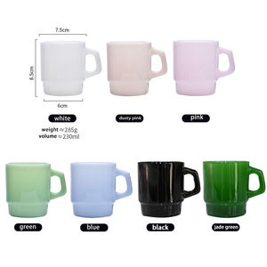 Verres à boire en verre opaque <span class=keywords><strong>de</strong></span> couleur personnalisée, tasse à thé en verre jade, tasse à café en verre borosilicate <span class=keywords><strong>de</strong></span> haute qualité avec poignée - Product Image 2