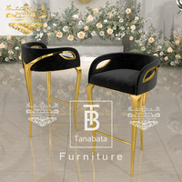 Tabouret de bar de luxe à jambes dorées, chaise de boîte de nuit