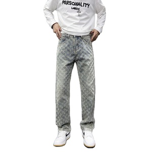 Pantalones de mezclilla con forro polar y estampado de estrellas 3D American Vintage para hombre 2025 | Pantalones lavados a la piedra de pierna ancha para Otoño e Invierno - Product Image 6