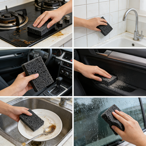 Hoge Kwaliteit Op Maat Gemaakte Houtpulp Spons Schuurbak Reinigingsbenodigdheden Fabriek Groothandel Keuken Essentials - Product Image 5