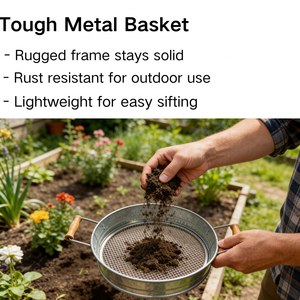 <span class=keywords><strong>Tamis</strong></span> de jardin en gros pour la vente en usine avec manche en bois, <span class=keywords><strong>tamis</strong></span> métallique robuste <span class=keywords><strong>à</strong></span> mailles interchangeables de 3/6/9 mm pour le <span class=keywords><strong>compost</strong></span> - Product Image 5