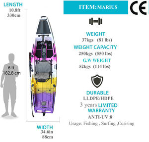 Vicking 10.5英尺钓鱼踏板驱动皮划艇海洋旅游皮划艇出售，踏板单人坐在顶部塑料CE定制37千克 - Product Image 2