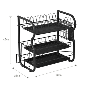 BX thép đen 3 lớp đứng món ăn giá drainer cho nhà bếp truy cập tổ chức giá với Hộp dụng cụ cắt Hội Đồng Quản trị chủ - Product Image 4