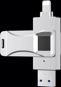 OTG เมทัลเพ็นไดรฟ์ล็อคลายนิ้วมือเข้ารหัสยูดิสก์หน่วยความจำ USB 32GB-256GB - Product Image 2