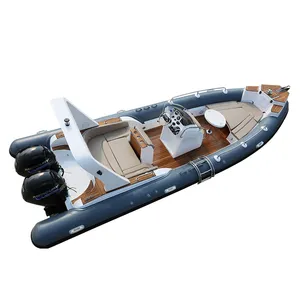 Hot Sale 760 Hypalon RIB Aluminum Hull Fiberglass Inflatable Boat With Outboard Engine Rib Boat For Ocear Water