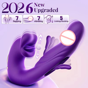 女性用Gスポットバイブレーター、7種類の羽ばたき＆5種類の舐める/吸うモード搭載、クリトリス刺激ディルド＆舌舐めバイブレーター玩具 - Product Image 4