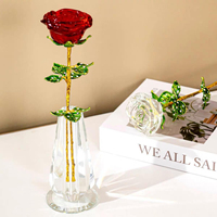 Offre Spéciale : Fleurs de Rose en Cristal Artisanales avec Vase – Idéal Cadeau d'Anniversaire