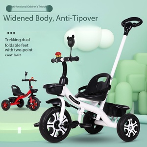 Tricycle en métal massif pour enfants avec poignée de poussée amovible, roues en mousse silencieuses, pour tout-petits de 6 mois à 6 ans, assistance parentale, extérieur - Product Image 4