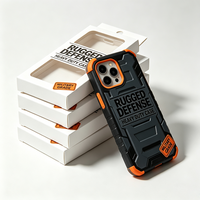 Boîte en carton kraft robuste et fonctionnelle de style vêtements de travail, avec fenêtre en PVC, pour coque de téléphone, vente en gros