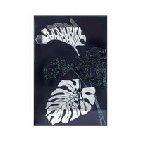 Peinture sur porcelaine cristalline haute définition, feuille de Monstera scintillante avec diamants, art mural