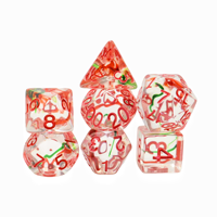 Feeron 7pcs Dadu Resin Polihedral Modern Berukir Inti Cair Motif Bebek Kuning, Set Dadu Personal untuk D&D Pathfinder Permainan Papan Anak