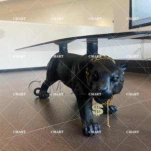 Mesa de centro moderna con diseño de hipopótamo, estatua de fibra de vidrio de mono, escultura de Pantera Rosa, mesa de centro de cristal con hipopótamo - Product Image 4