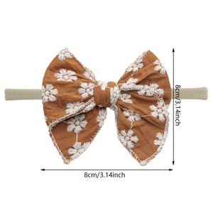 Bébé fille personnalisé artisanat Mini <span class=keywords><strong>Fable</strong></span> arcs bandeau enfant en bas âge filles doux fleur broderie coton élastique Nylon bandeau de cheveux - Product Image 5