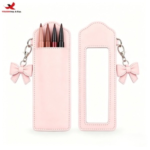 PU Lip Liner Case with Mirror Portable Lipstick Pouch Makeup Organizer Travel Daily Use Makeup Pouch RTS Bulk Mixed Order - Product Image 1