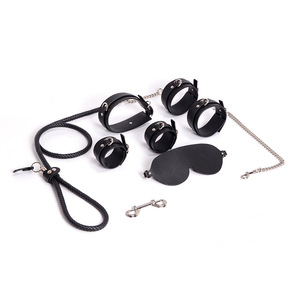 Adult Products Toys for Men and Women Bondage Leather 6-Piece <b>Set</b> with Leash Blindfold Cuffs-<b>Sexy</b> SM Alternative Sex - Product Image 5