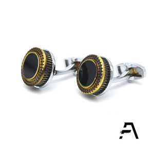 黒アゲイトラウンドメタルカフスボタン東莞ファンシー結婚パーティーアニバーサリービジネスギフト - Product Image 3