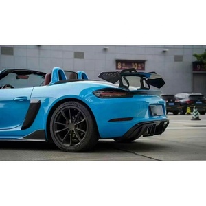 Aile de pare-chocs arrière style SK <span class=keywords><strong>GT</strong></span> Led rouge avec supports pour porsche <span class=keywords><strong>718</strong></span> Cayman 982 2016 + Aile arrière en fibre de carbone sèche Aile de becquet - Product Image 2