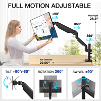 Nouveau support de bureau réglable pour un seul moniteur, écrans de 17 à 32 pouces, mouvement complet, ressort à gaz, rotation, montage VESA, design gain de place