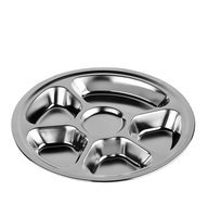 304 Acier Inoxydable 5/6 Sections Compartiment Rectangulaire Divisé Dîner Déjeuner Assiette Plateau Alimentaire Plateau Plat De Service