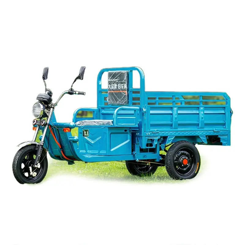 Tarım taşımacılığı için yüksek güç ağır yük elektrikli üç teker bisikletler 1000W 60V açık vücut kargo dökümü Trike