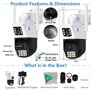 6MP màu tầm nhìn ban đêm icsee CCTV <span class=keywords><strong>Camera</strong></span> IP PTZ dome ống kính kép Wifi máy ảnh với còi báo động âm thanh - Product Image 6