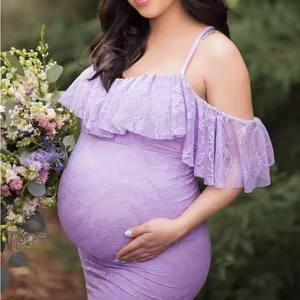 Chemise de nuit d'été sexy et longue Bodycon Robes Robe de maternité Photoshoot Chemise de nuit d'allaitement chaude Maternité Allaitement - Product Image 5