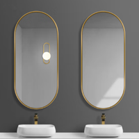 Vente en gros 4mm 5mm Miroir mural flottant noir mat pour salle de bain Cadre en alliage d'aluminium noir Miroirs décoratifs ronds ovales en cuivre