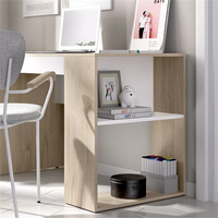 Bureau d'ordinateur modulaire en chêne blanc de 115 cm de large avec 2 étagères latérales, un tiroir long et un espace de rangement pour CPU, idéal pour la maison, le bureau ou la chambre.