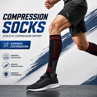 Chaussettes de compression personnalisées avec logo OEM, douces, à compression graduée, hauteur genou, pour la course à pied, l'athlétisme, la randonnée, chaussettes de compression pour hommes