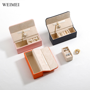 WEIMEI Mini Estuche Organizador de Joyas de Cuero y Terciopelo, Portátil para Viajes, para Anillos y Collares, con Logotipo Personalizado, Color Personalizable, Almacenamiento Compacto, Regalo - Product Image 3