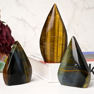 Adorno de Ojo de Tigre Natural Amarillo y Azul en Forma de Gota de Agua para Decoración del Hogar y Regalos Navideños Únicos - Product Image 3