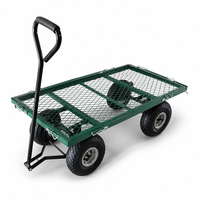 Chariot de jardin en acier 500 kg, chariot utilitaire 100x80x60 cm avec côtés grillagés pour pelouse et ferme