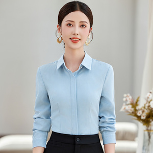 Kemeja Wanita Formal Kantor Warna Solid Berkualitas Tinggi untuk Bisnis, Penjualan, Hotel, dan Kerja Sehari-hari - Product Image 3