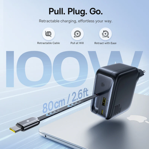 <span class=keywords><strong>Cargador</strong></span> Rápido <span class=keywords><strong>Baseus</strong></span> de <span class=keywords><strong>100W</strong></span> para Tablet y Laptop, Cable USB C Retráctil, <span class=keywords><strong>Cargador</strong></span> para Teléfono iPhone y Samsung - Product Image 4