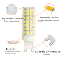 Fabricant en gros 9W sans scintillement LED ampoule G4 G9 économie d'énergie gradable maïs lumières télécommande interrupteur AC85-265V