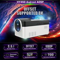 Android 11 Portable Wifi 6 Projecteur 1080P Home Cinéma Projecteur Auto Keystone 4K Extérieur 4K LCD Smart HY450 BT Projector