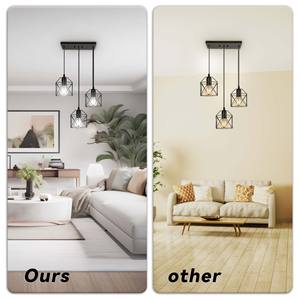 Lampada a Sospensione <span class=keywords><strong>Vintage</strong></span> in Metallo Stile Nordico Plafoniera Decorativa Lampadario per Casa Ristorante Cucina Arredo in Ferro per Sala da Pranzo - Product Image 3