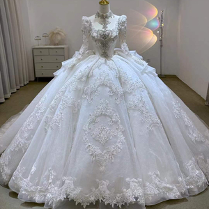 Vestidos de Novia de Gala con Mangas Largas, Lentejuelas y Cuentas, Cola Larga, Vestidos de Novia Lsjj99 - Product Image 1