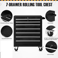 Caja de Herramientas Rodante de Metal con 7 Cajones, 27.95"D, Ruedas, Sistema de Bloqueo Resistente para Garaje/Almacén/Taller