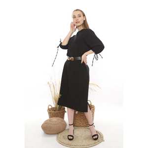 ท็อปช็อปชุดเดรสสีดำ คอโอ ผ้าเครป ผ่าเอว ใส่สบายเป็นธรรมชาติ เหมาะสำหรับใส่ในตอนเย็น - Product Image 4