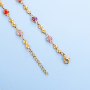 Bracelet en émail multicolore pour femme, chaîne de main en acier inoxydable, bijou de luxe mignon et romantique avec extension de 3 mm - Product Image 3