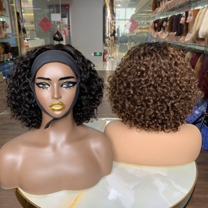 Headband Wig Human Hair,Womens Hair Wigs,SDD 12 Inches Nature Color Luxury Curl Wig Human Hair Short - Product Image 5
