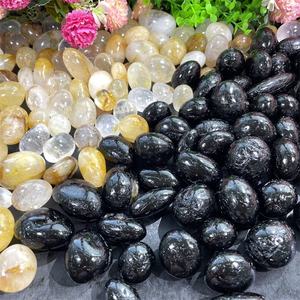 バルクブラックトルマリンタンブルナチュラルレイキストーンイエローファイアクォーツヘマトイドタンブルストーン治癒用 - Product Image 2